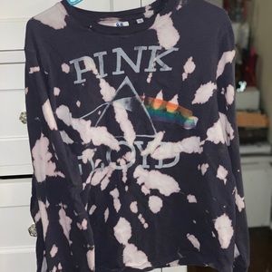 Long sleeve Pink Floyd, repurposed bleach washed